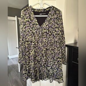 Zara Floral Dress with Shear Sleeves